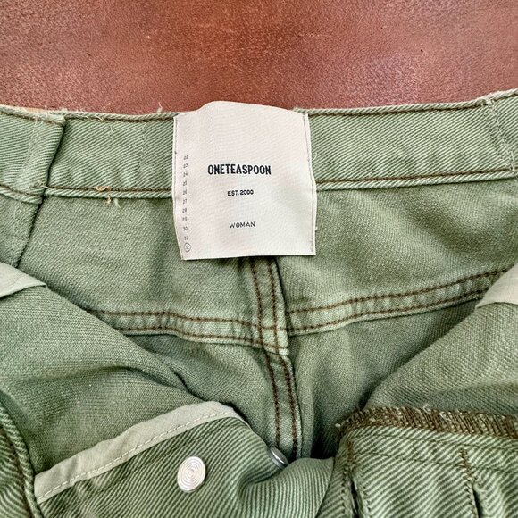One Teaspoon: Bandits Low Waist Denim Shorts - Archived Military Khaki - Picture 7 of 7